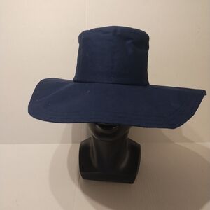 Oversized unbranded Elegant Navy Blue Wide-Brim Hat Summer Beach Pool
